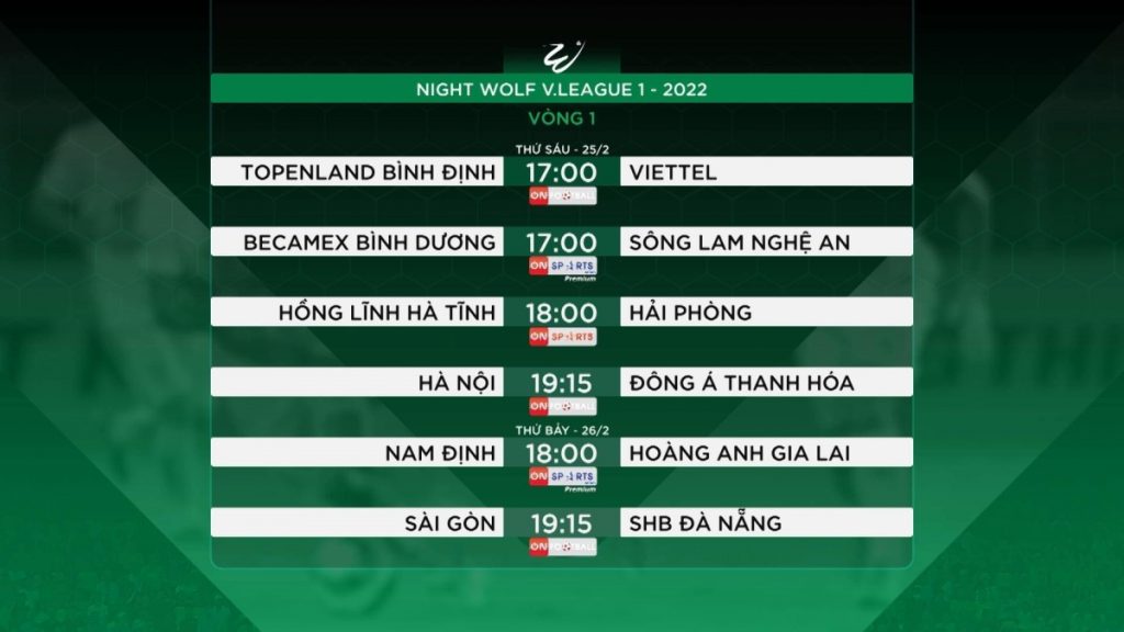 Lịch thi đấu của các đội bóng giải V - League